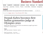 印度《商业标准》：迪帕克·卡布拉成为2021年奥运会上首位印度体操裁判 - 广播电视